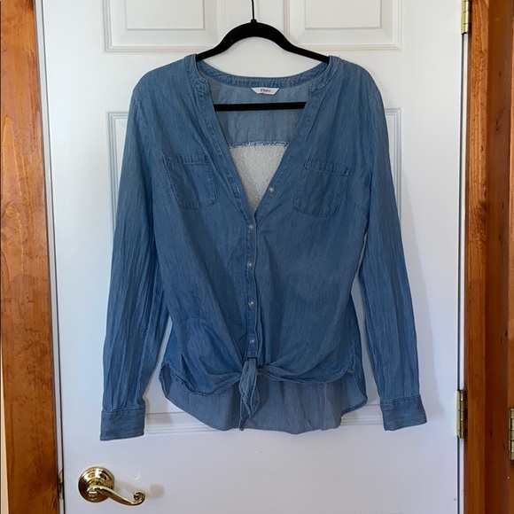 Candie’s - Denim Lace Long Sleeve Adjustable Shirt - Picture 7 of 10